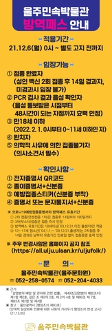 울주민속박물관 방역패스 의무적용에 따른 운영 안내